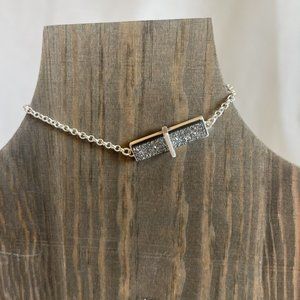 Spartina 449 Druzy Bitty Toggle Bracelet Iced Grey Silver Adjustable